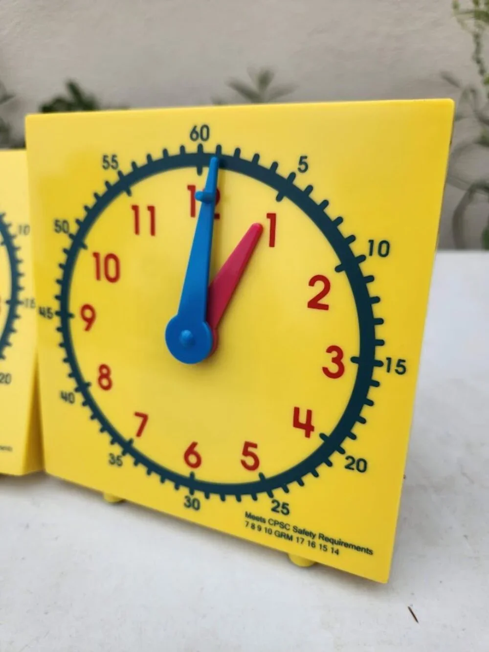 2X Clock Math Manipulative Teaching Time Plastic Educational Toy Analog Clock Le